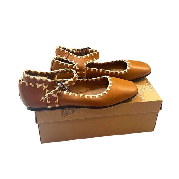 Free People Crochet Mystic Mary Jane Flats In Tan Size 9 US NEW - Picture 4 of 10